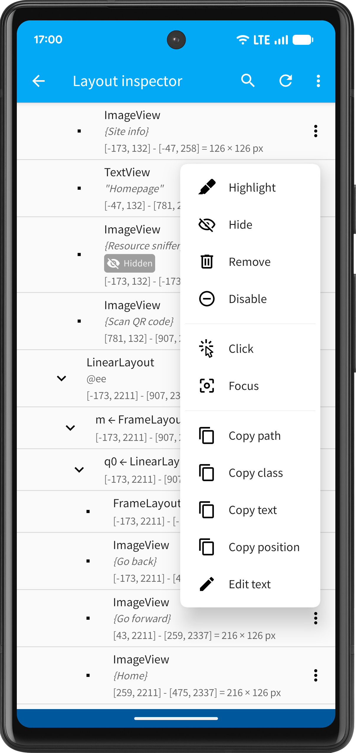 Layout inspector – App Cloner
