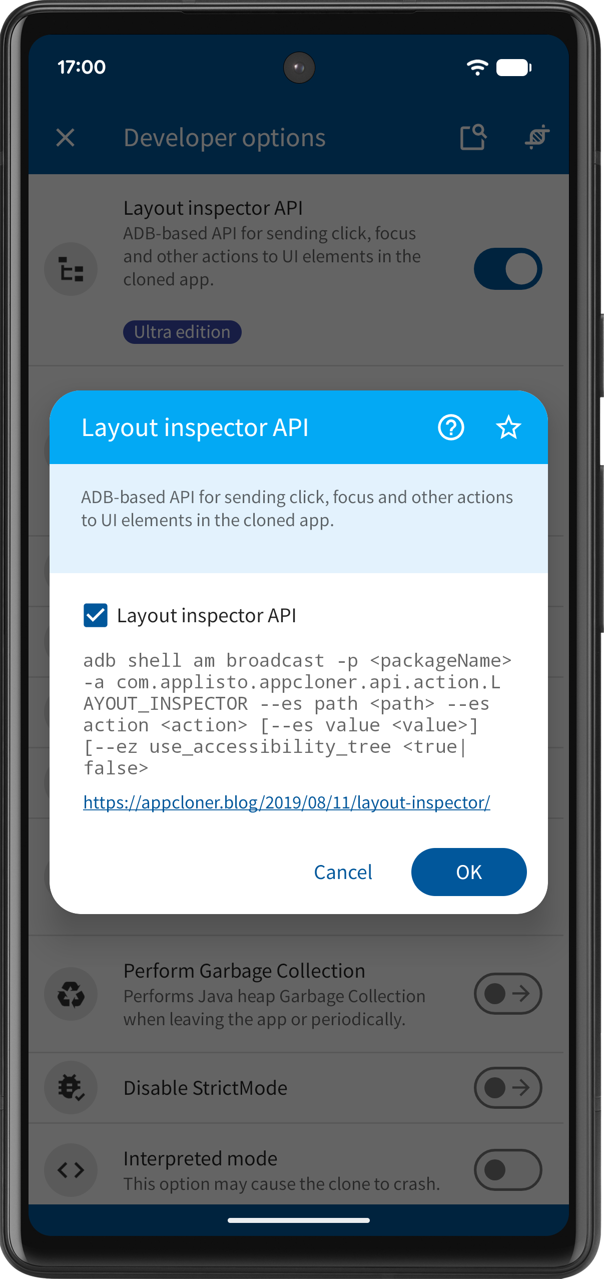 Layout inspector – App Cloner